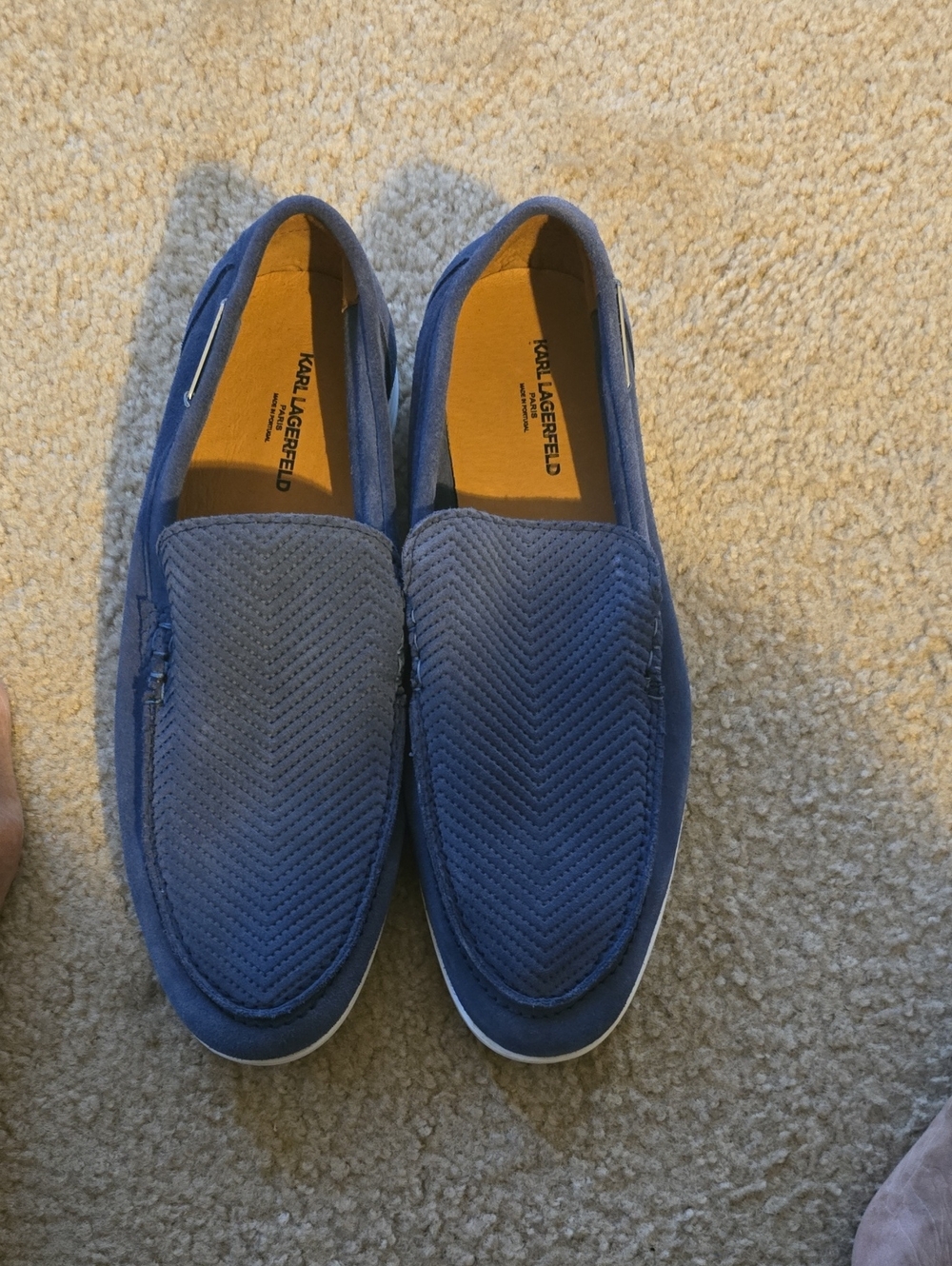 Karl Lagerfeld Men's Navy Suede Slip-On Loafers